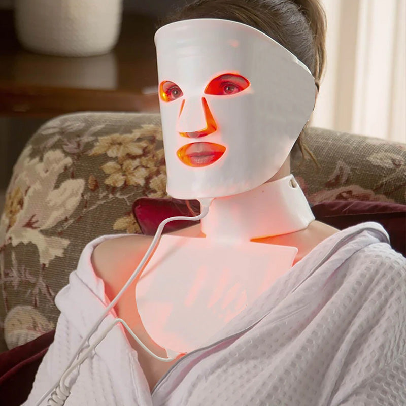 7-Kleuren LED Gezichtsmasker met Hals & Borst | Lichttherapie tegen Acne, Rimpels & Pigmentvlekken